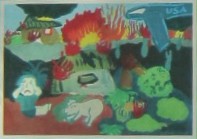 Kinderzeichnung mit
                            einer Bombardierung 01