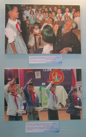 Kinder im
                              Vietnamkrieg: Professor Ho bei einem
                              Kinderfest - und Parteigeschenke zum
                              40-Jahre-Parteijubil�um