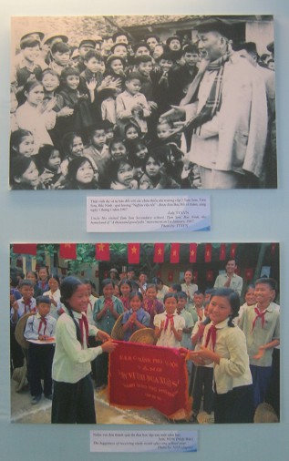 Kinder im Vietnamkrieg: Onkel Ho in
                              einer Schule - und ein Schulabschlussfest