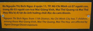 Drei Agent-Orange-Opfer, Text:
                              Nguyen Thi Bich Ngoc vom Distrikt Nr. 11,
                              Saigon (Ho Chi Minh-Stadt), hat 7 Kinder,
                              davon sind drei durch die Aussetzung von
                              Agent Orange / Dioxin gesch�digt: Mai
                              Giang Vinh, Mai The Quang und Mai The
                              Huy.