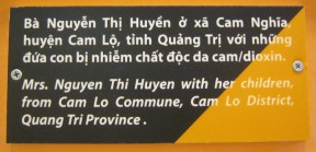 Agent-Orange-Opfer, Text: Frau
                              Nguyen Thi Huyen mit ihrem Kind, Gemeinde
                              Cam Lo, Distrikt Cam Lo, Provinz Quang
                              Tri