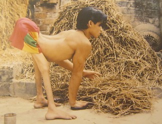 Agent-Orange-Opfer Le Van Hung, kann
                              nur auf allen Vieren laufen: Le Van Hung
                              (23) ist aus der Gemeinde Dong Thinh,
                              Distrikt Dong Son, Provinz Thanh Hoa.
                              Seine Eltern haben 1971 auf dem
                              Schlachtfeld von Quang Nam gek�mpft. Er
                              kann nicht aufrecht stehen, kann seine
                              Beine niciht parallel halten, sondern er
                              muss immer auf allen Vieren gehen. Hier
                              holt er Stroh, und t�glich hilft er seiner
                              Familie beim Kochen.