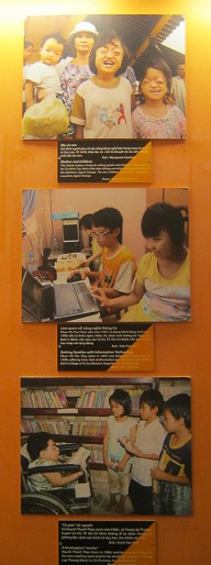 Drei Fotos mit Agent-Orange-Opfern