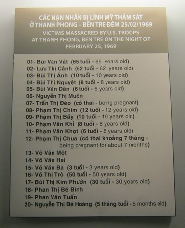 Die Opferliste des Massakers von
                                  Thanh Phong vom 25. Februar 1969